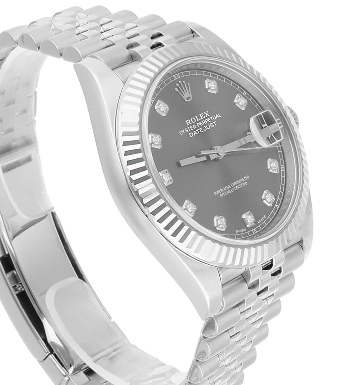 Rolex Datejust 41mm 126334 Rhodium/Grey Diamond Dial Jubilee Bracelet Complete
