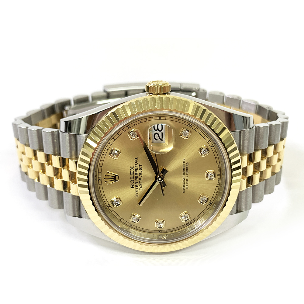 Rolex Datejust 41 Steel & Gold 126333 Champagne Diamond Dial Jubilee Watch 2022