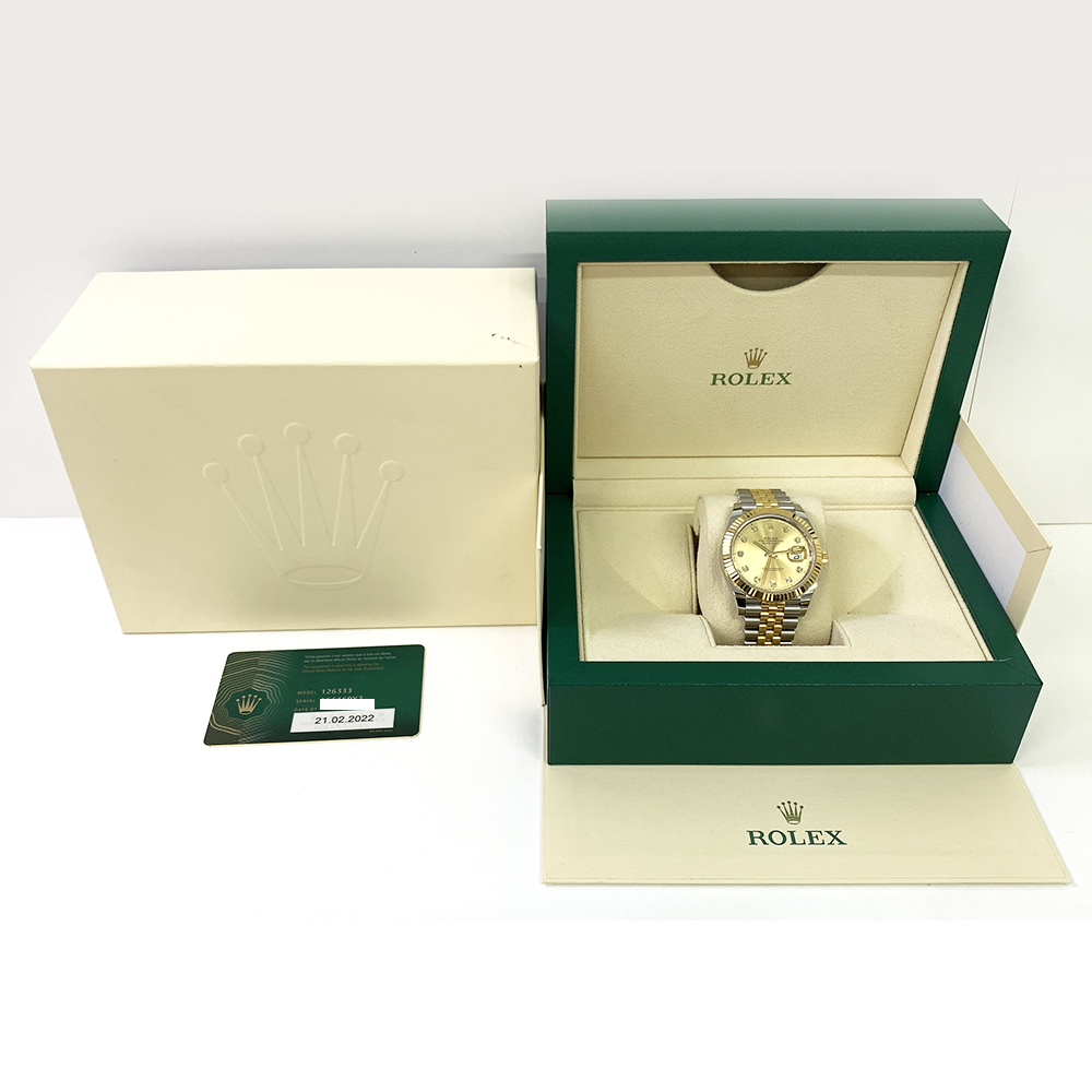 Rolex Datejust 41 Steel & Gold 126333 Champagne Diamond Dial Jubilee Watch 2022