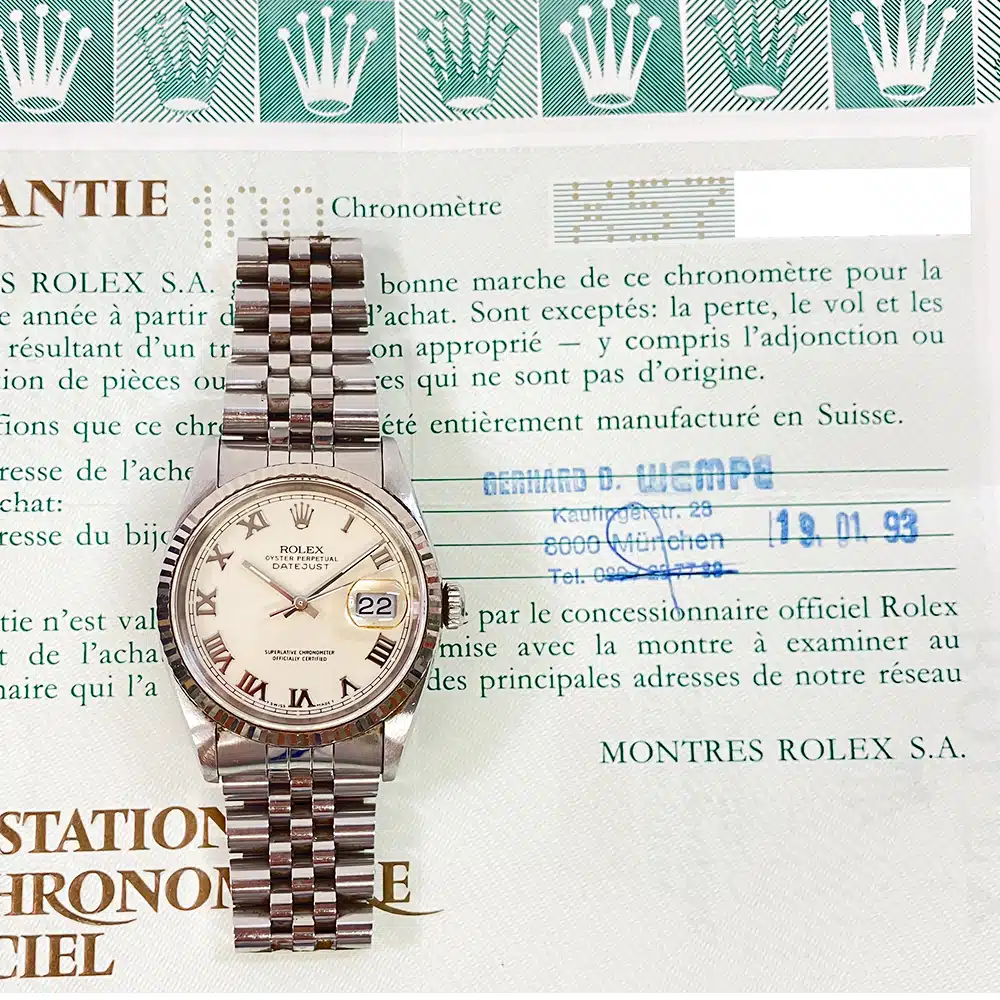 Rolex Datejust 36 Jubilee 16234 Stainless Steel with White Roman Dial Watch 1993 – image 2