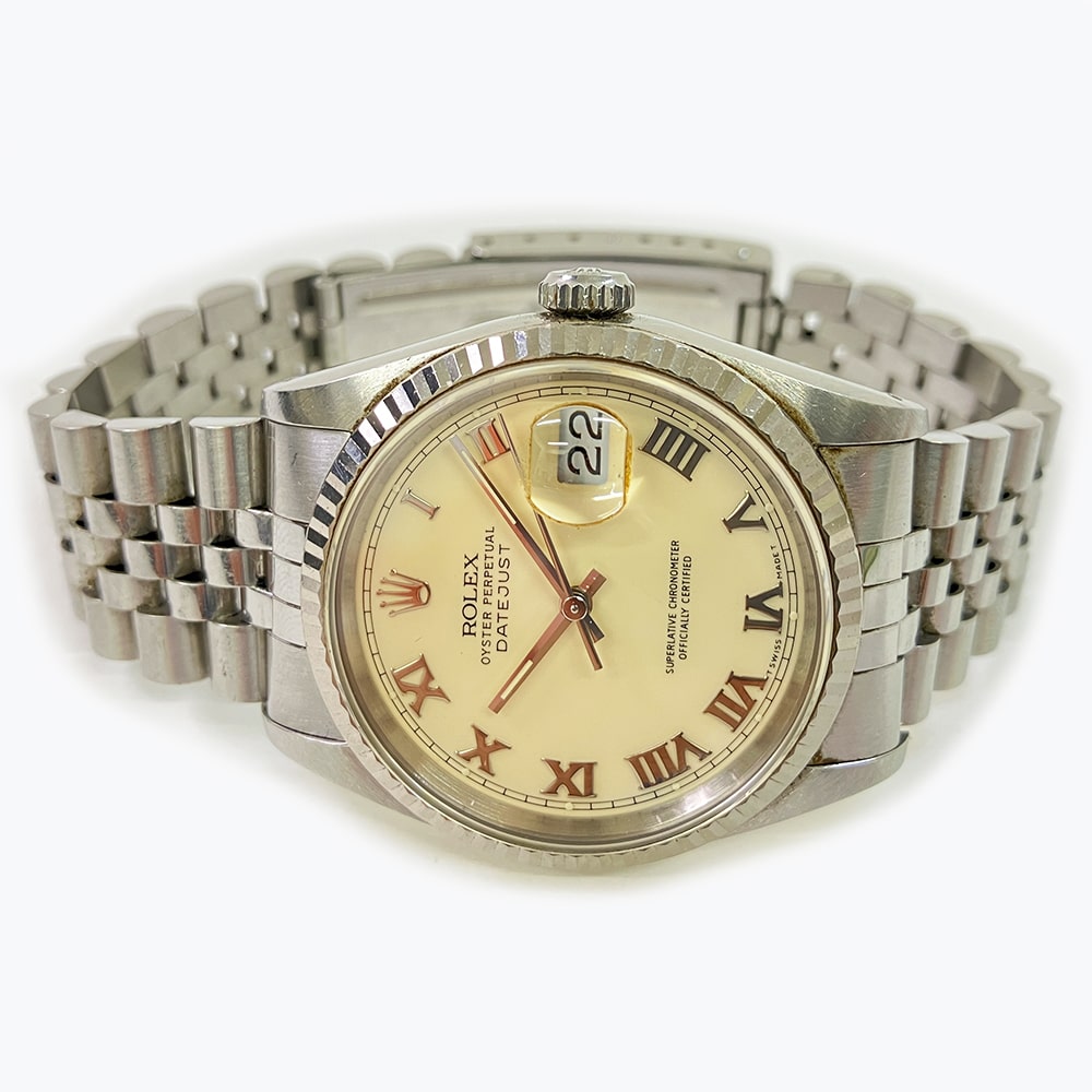 Rolex Datejust 36 Jubilee 16234 Stainless Steel with White Roman Dial Watch 1993