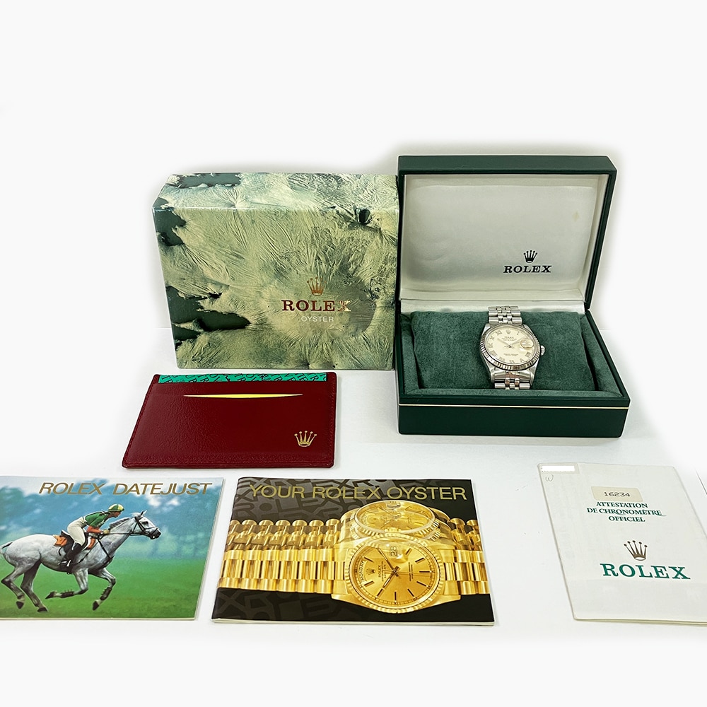 Rolex Datejust 36 Jubilee 16234 Stainless Steel with White Roman Dial Watch 1993