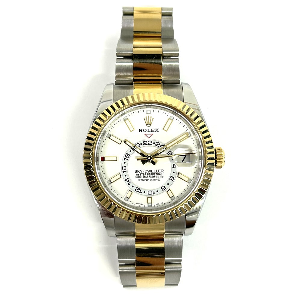 Rolex Sky-Dweller 326933 42mm Oyster Yellow Gold and Stainless Steel with White Dial Watch 2019