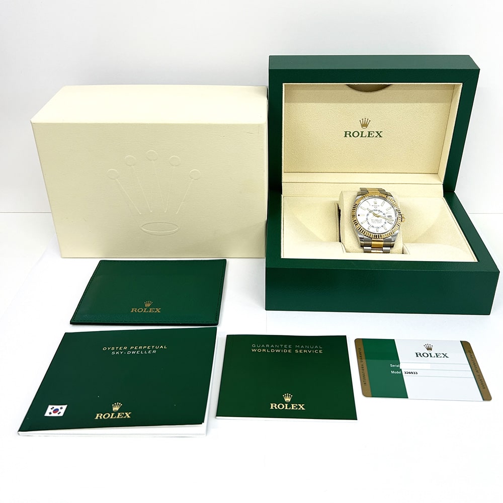 Rolex Sky-Dweller 326933 42mm Oyster Yellow Gold and Stainless Steel with White Dial Watch 2019