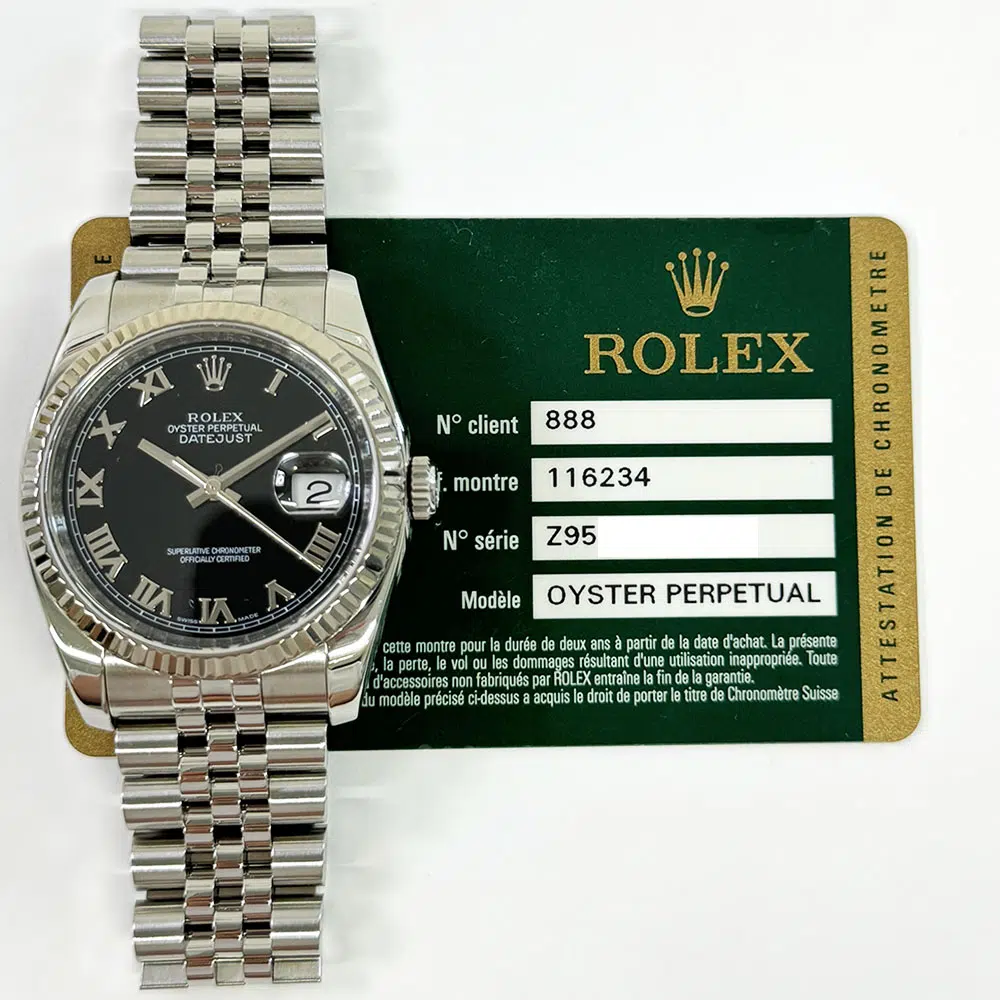 Rolex Datejust 36mm Jubilee 116234 Stainless Steel Watch Black Roman Dial 2007 – image 2