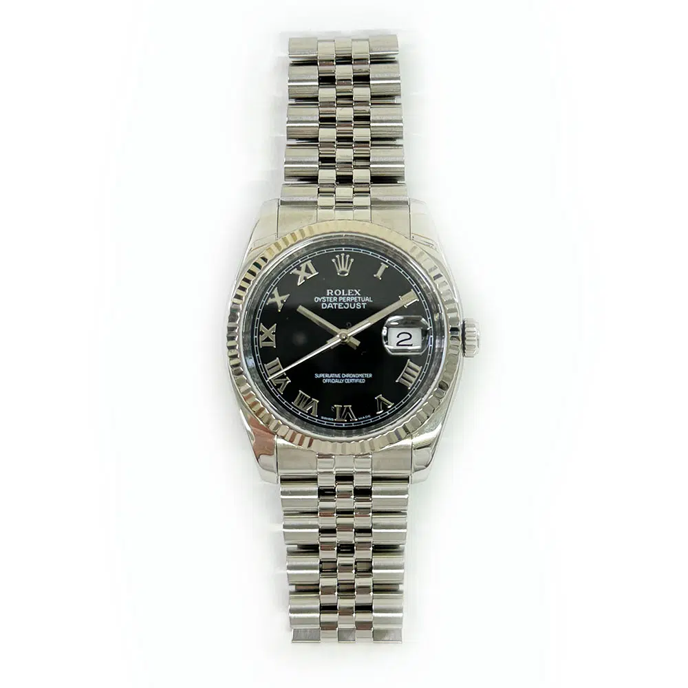Rolex Datejust 36mm Jubilee 116234 Stainless Steel Watch Black Roman Dial 2007 – image 3