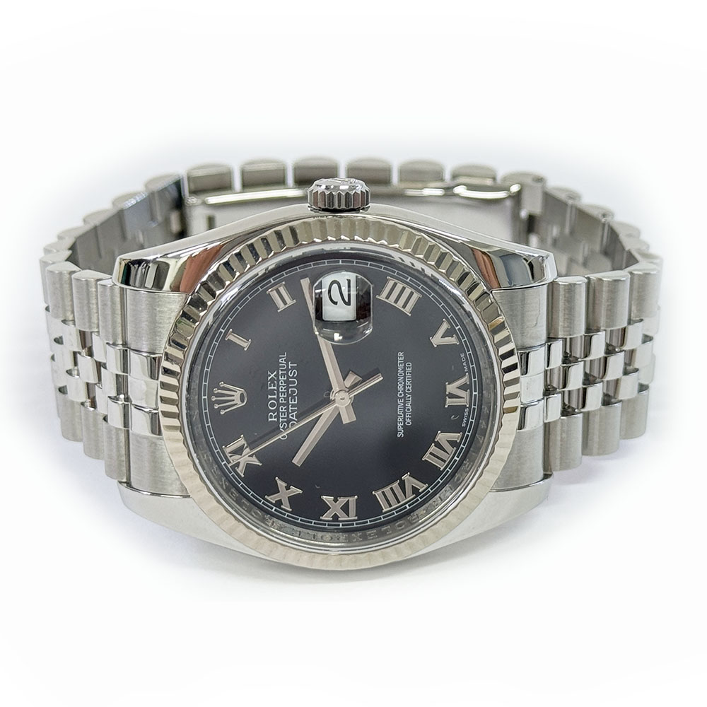 Rolex Datejust 36mm Jubilee 116234 Stainless Steel Watch Black Roman Dial 2007