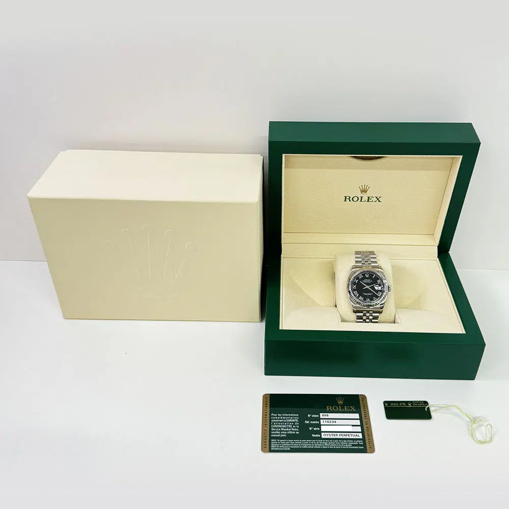 Rolex Datejust 36mm Jubilee 116234 Stainless Steel Watch Black Roman Dial 2007 – image 8