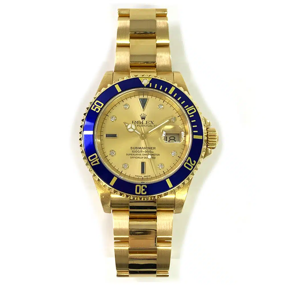 Rolex Submariner Date 40mm 16618SG Oyster Yellow Gold Watch Champagne Diamond Dial 2022 – image 3