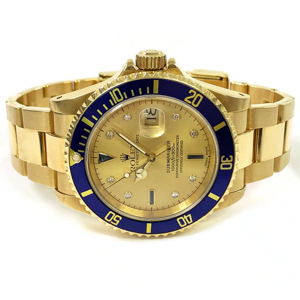 Rolex Submariner Date 40mm 16618SG Oyster Yellow Gold Watch Champagne Diamond Dial 2022 – image 4