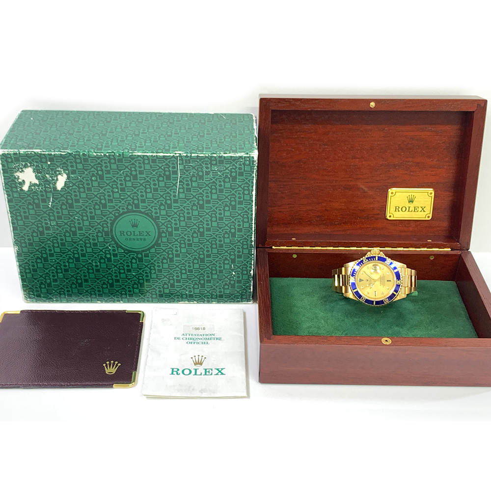 Rolex Submariner Date 40mm 16618SG Oyster Yellow Gold Watch Champagne Diamond Dial 2022