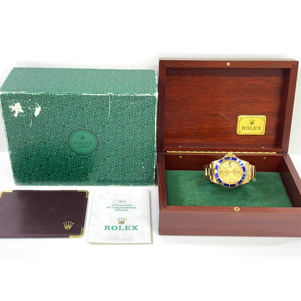 Rolex Submariner Date 40mm 16618SG Oyster Yellow Gold Watch Champagne Diamond Dial 2022 – image 8
