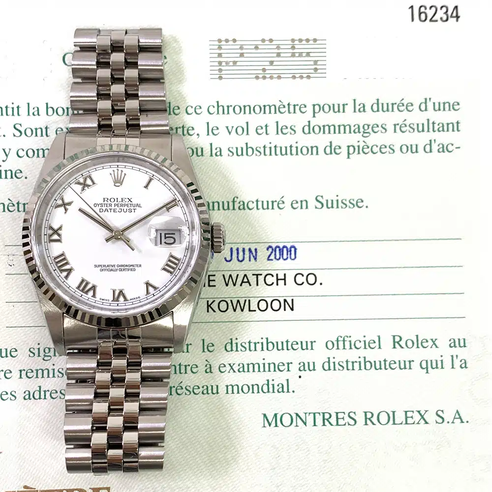 Rolex Datejust 36 16234  Jubilee Stainless Steel with White Roman Dial Watch 2000 – image 2