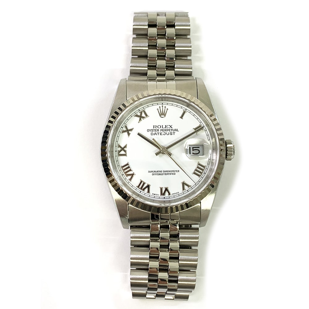Rolex Datejust 36 16234 Jubilee Stainless Steel with White Roman Dial Watch 2000