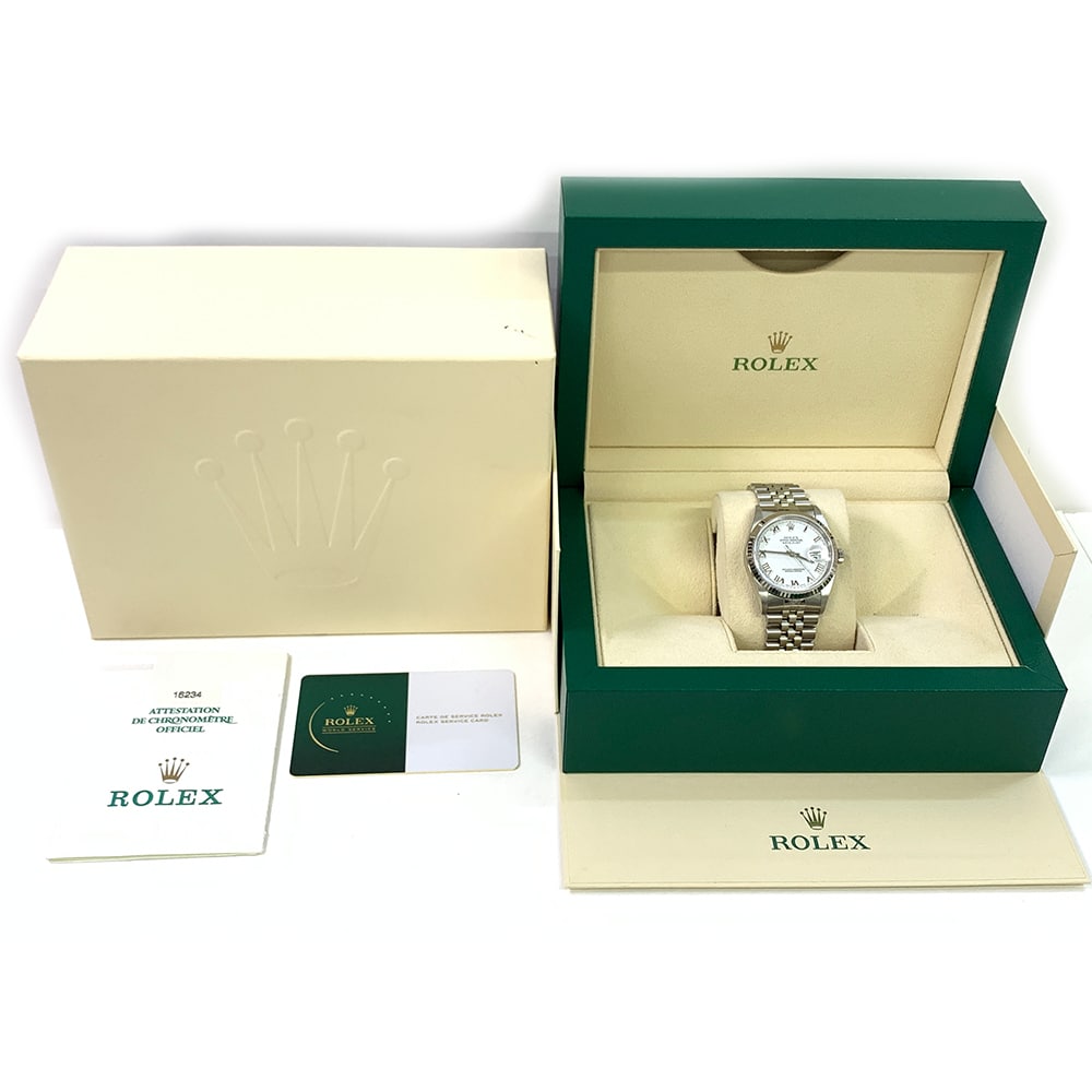 Rolex Datejust 36 16234 Jubilee Stainless Steel with White Roman Dial Watch 2000