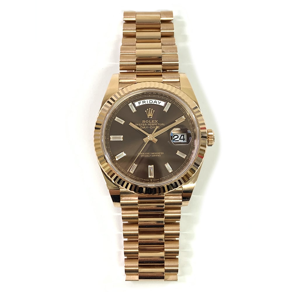 Rolex Day-Date 40 President 228235A Rose Gold with Chocolate Diamond Dial Watch 2022