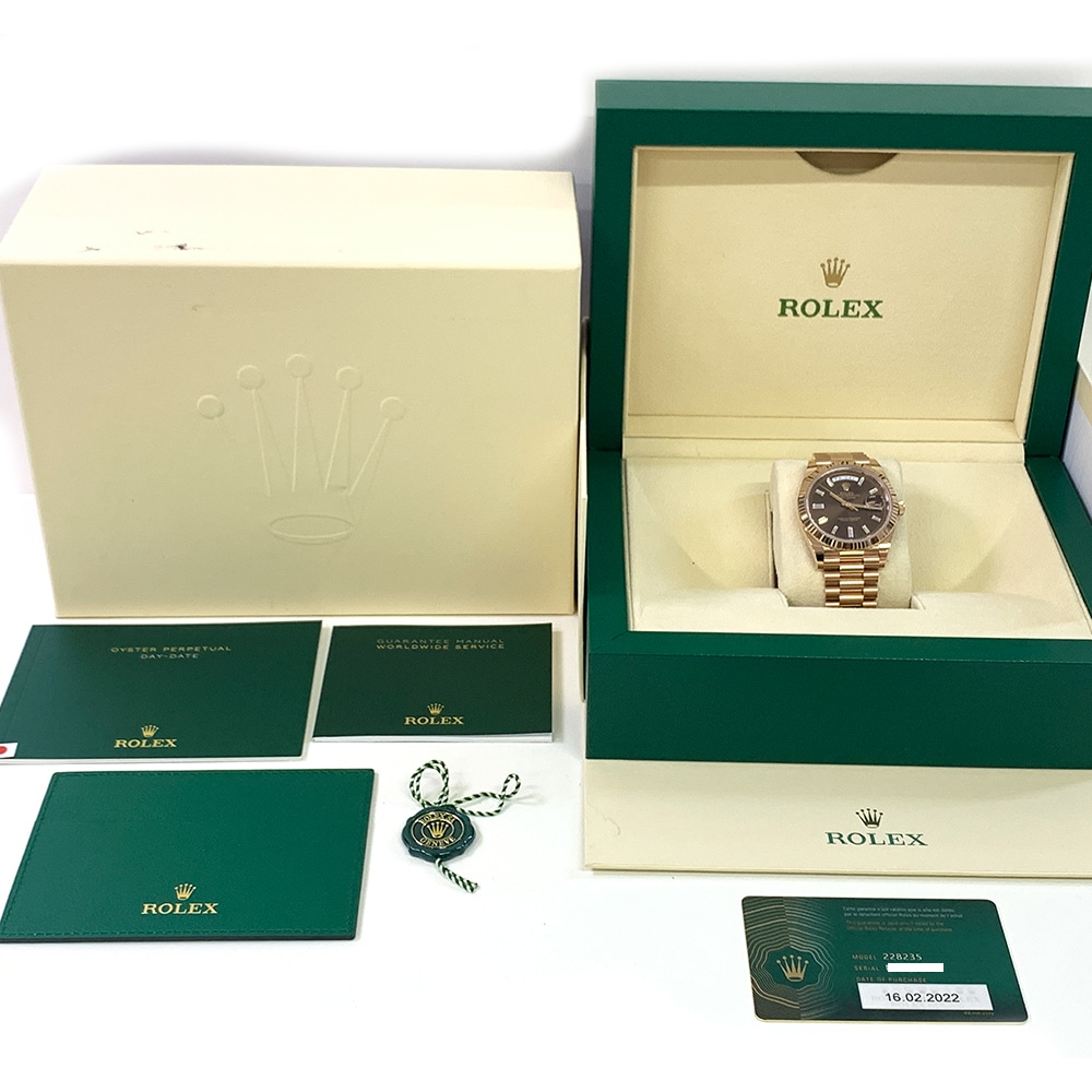 Rolex Day-Date 40 President 228235A Rose Gold with Chocolate Diamond Dial Watch 2022