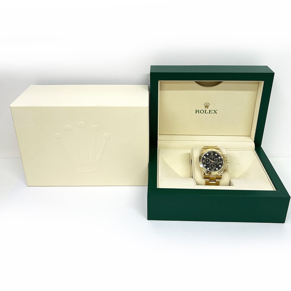 Rolex Daytona 40mm 116528 Yellow Gold with Black Diamond Dial Watch