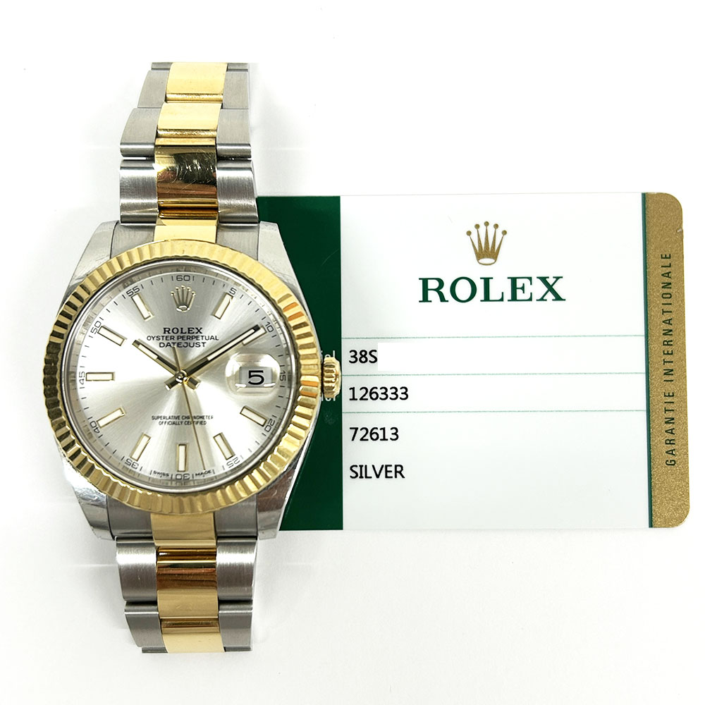 Rolex Datejust 41 Gold & Steel 126333 Silver Index Dial Oyster Watch 2017