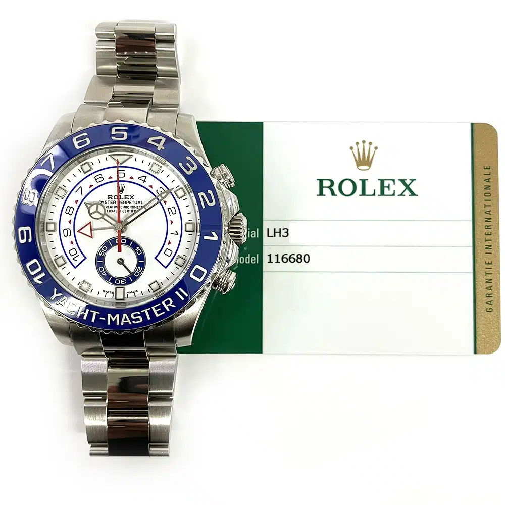 Rolex Yacht-Master II 116680 stainless steel, white dial, wrist view