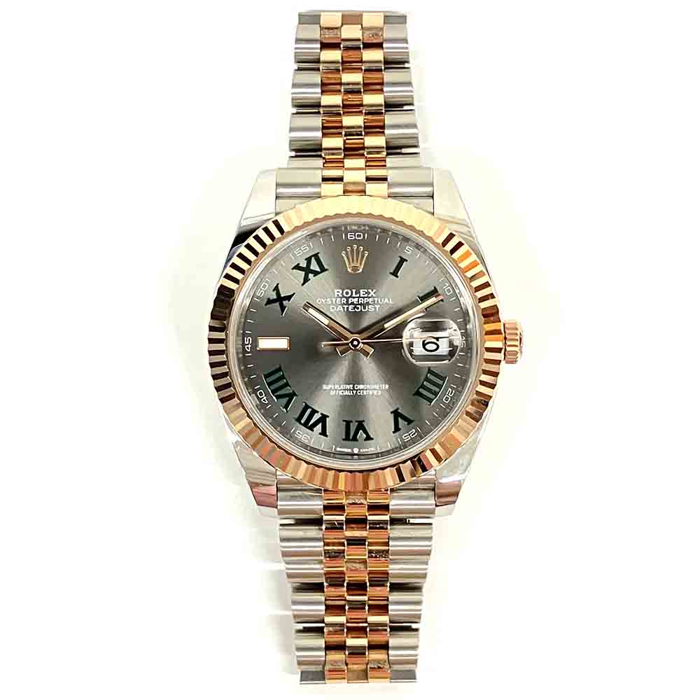 Rolex Datejust Grey Roman Dial 126331 Jubilee Fluted Bezel Stainless Steel and Rose Gold Watch Wimbledon 2021