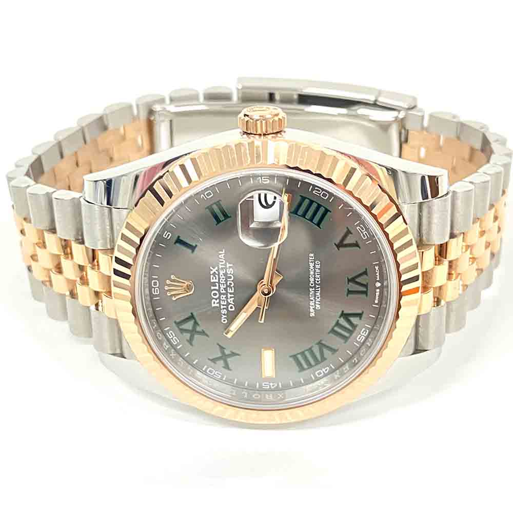 Rolex Datejust Grey Roman Dial 126331 Jubilee Fluted Bezel Stainless Steel and Rose Gold Watch Wimbledon 2021