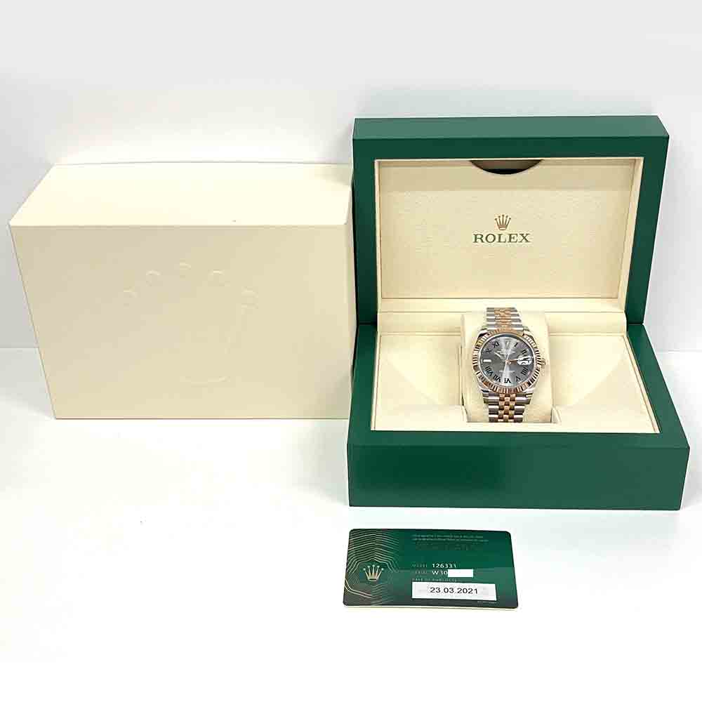 Rolex Datejust Grey Roman Dial 126331 Jubilee Fluted Bezel Stainless Steel and Rose Gold Watch Wimbledon 2021
