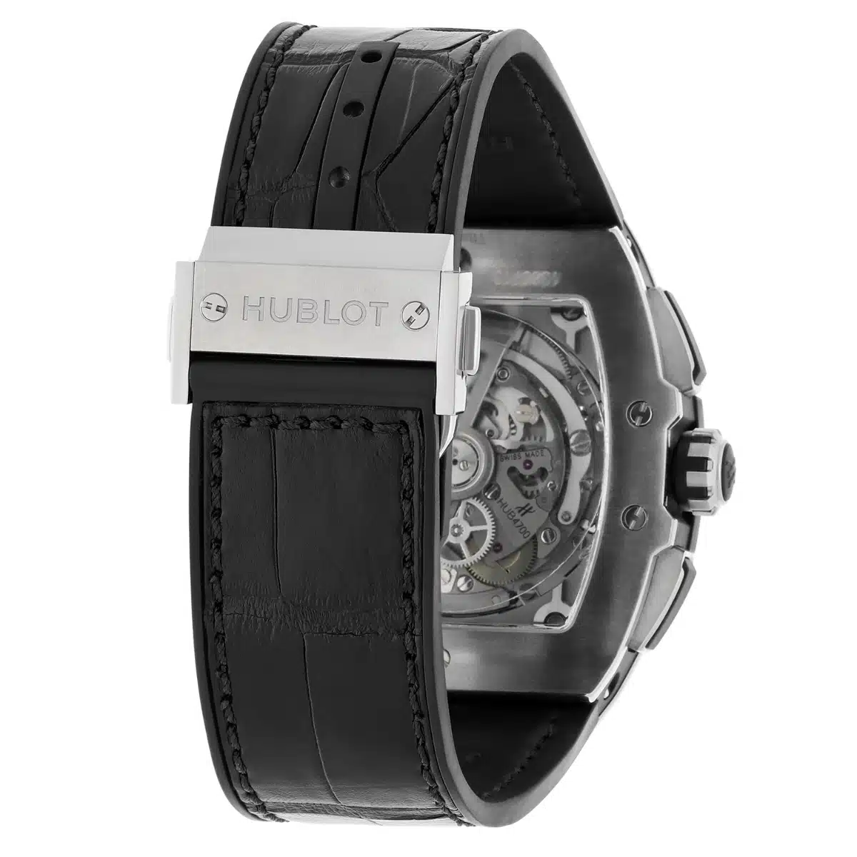Hublot Spirit of Big Bang Titanium Pave 42mm Watch 641.NX.0173.LR.1704 Skeleton Dial, Black Leather Strap – image 8