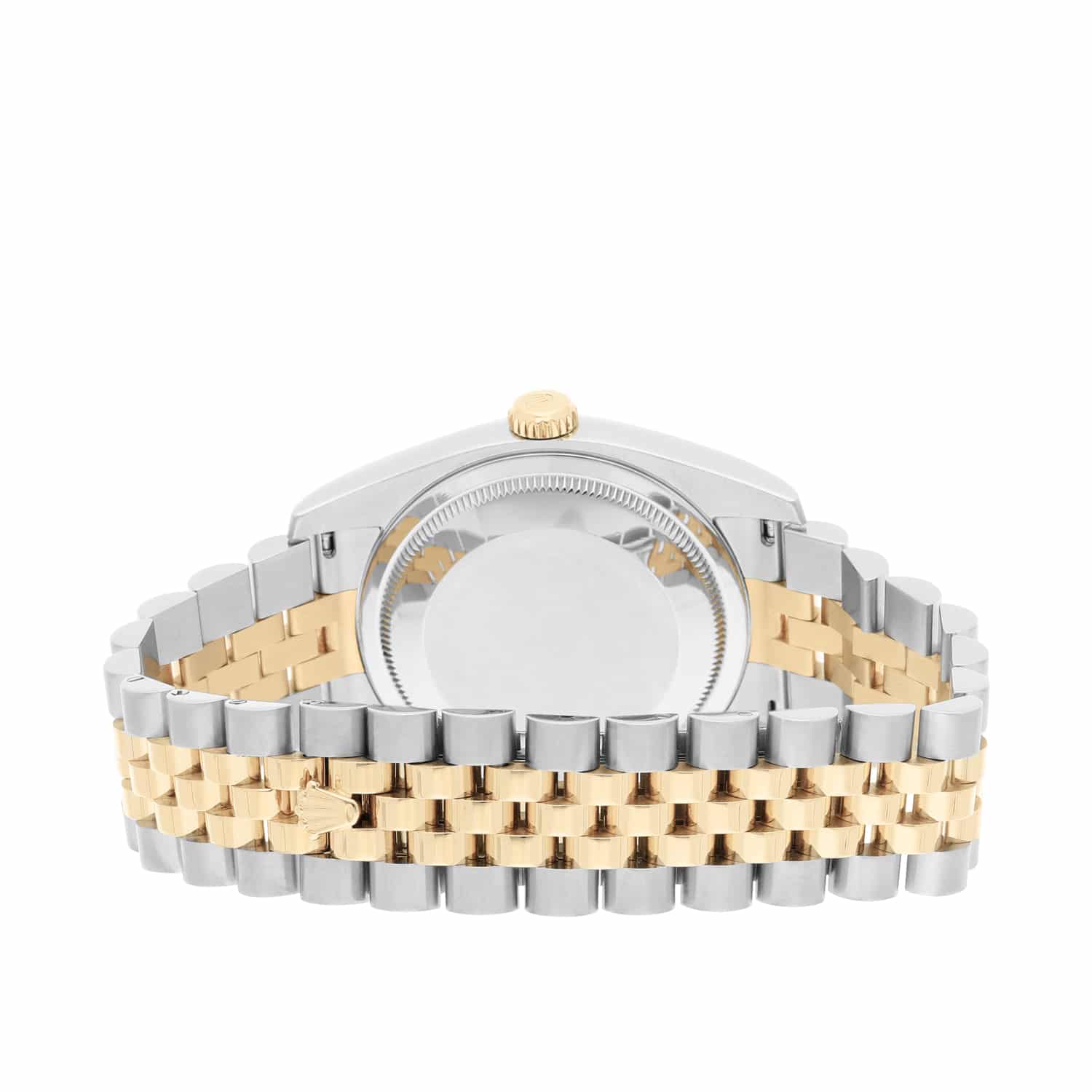 Rolex Datejust 36 Gold and Steel 116233 Ivory Pyramid Roman Dial Jubilee Watch