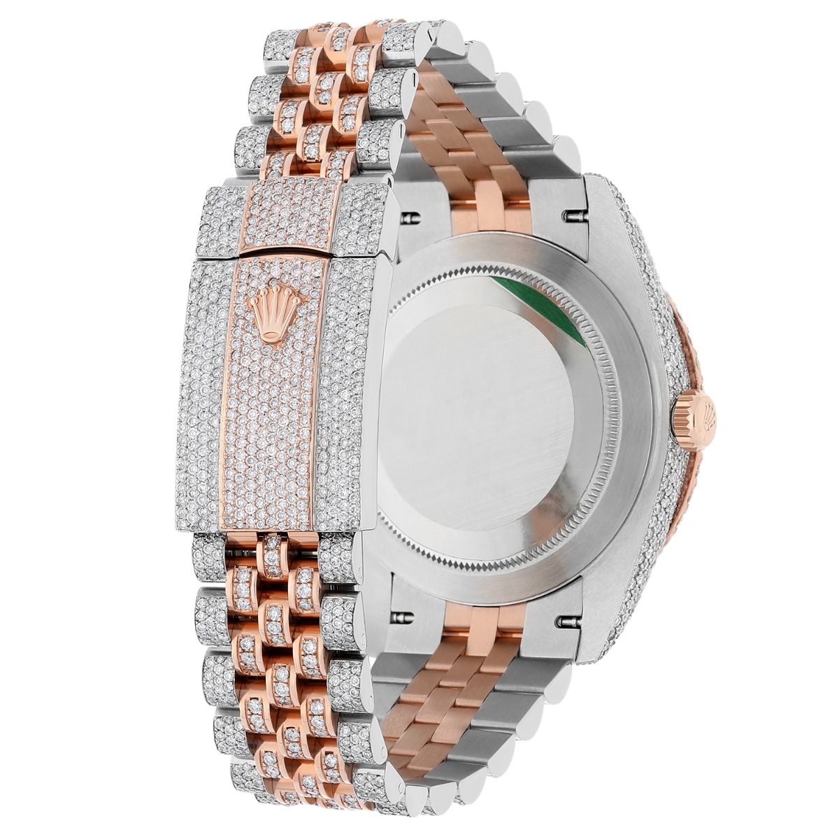 Rolex Datejust 41mm 126331 Rose Gold and Stainless Steel Fully Iced Out Watch