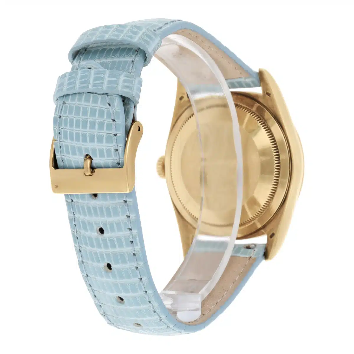 Rolex Day-Date 18238 36mm 18K Yellow Gold Fluted Bezel Champagne Dial Leather Strap – image 7