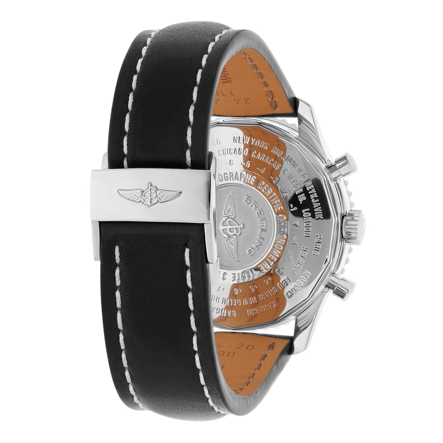 Breitling Navitimer World Black Dial Stainless Steel Watch A24322 New Strap