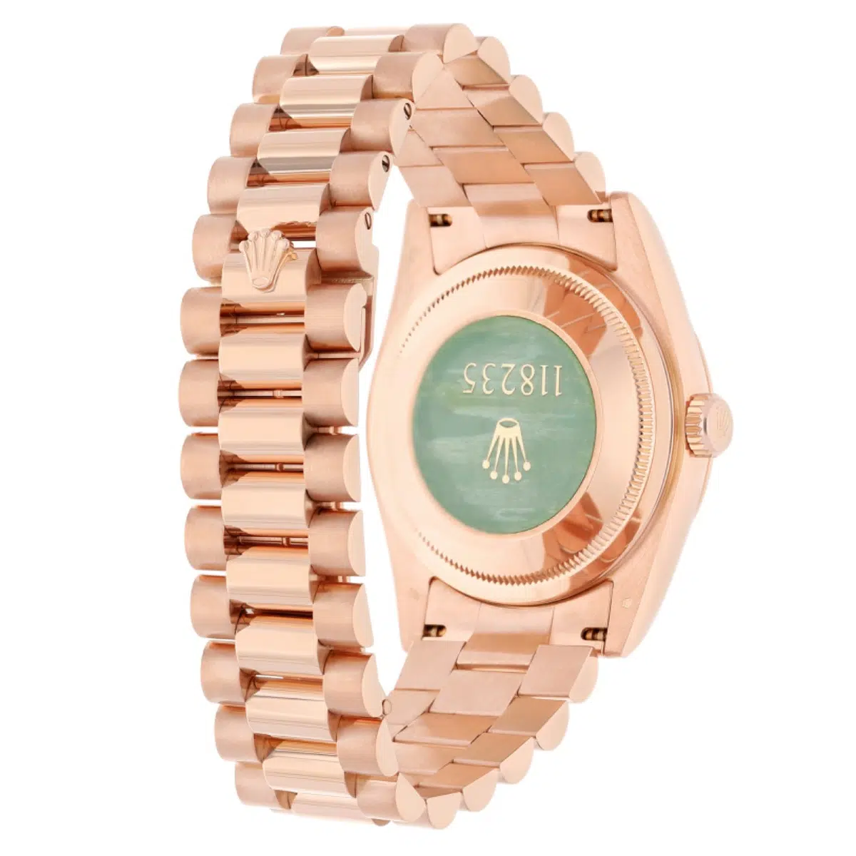 Rolex Day-Date 36mm 118235-0018 Rose Gold Watch with Presidential Band Black Dial – image 7
