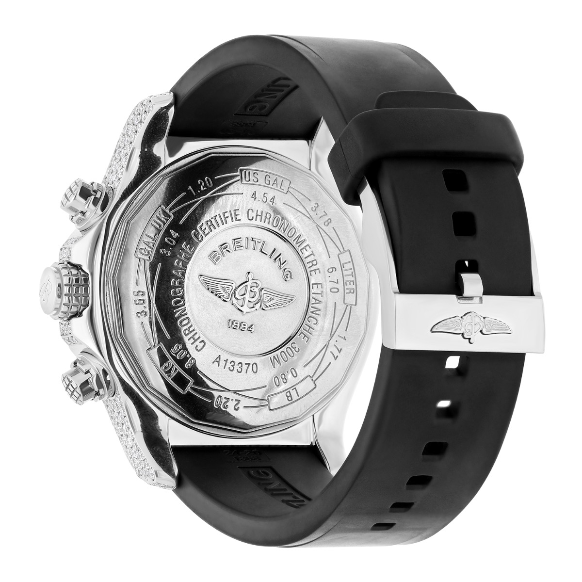 Breitling Super Avenger White Dial A13370 Stainless Steel Custom Diamond Watch