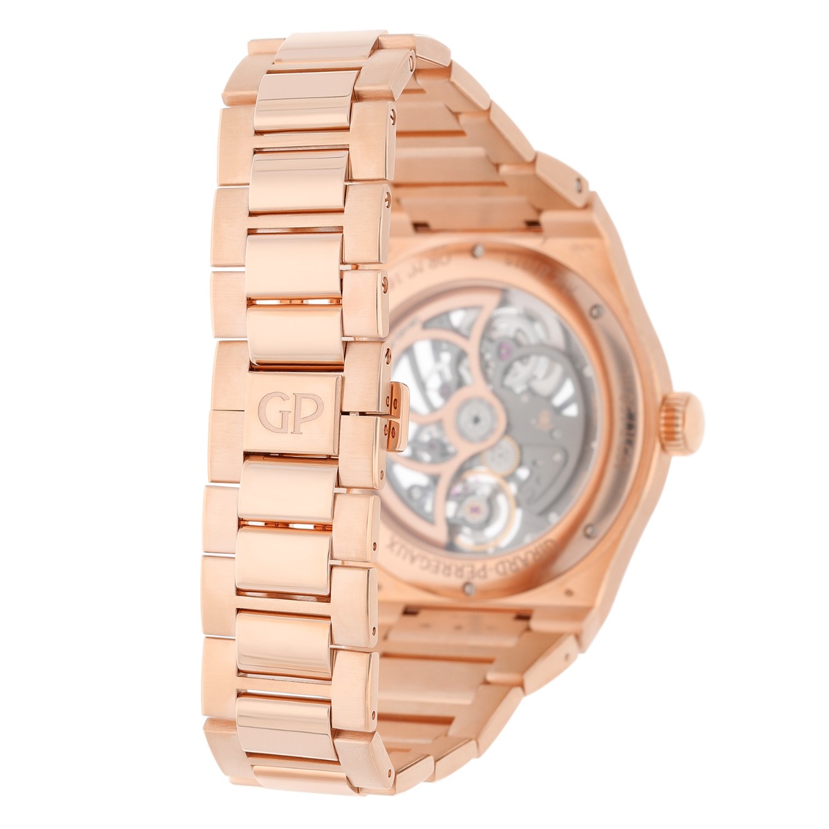 Girard Perregaux Laureato Skeleton Openworked Rose Gold Bracelet 81015 Watch B/P