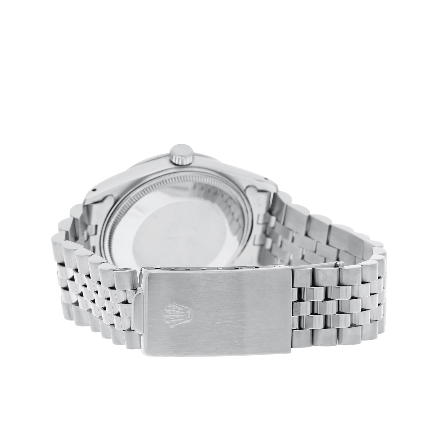 Rolex Oyster Perpetual Date Stainless Steel Watch Jubilee Band Black Index Dial 15000