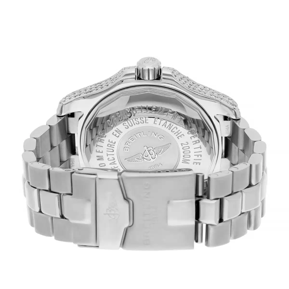 Breitling Super Ocean Mens 44mm Custom Diamond Stainless Steel Watch A44360 – image 9
