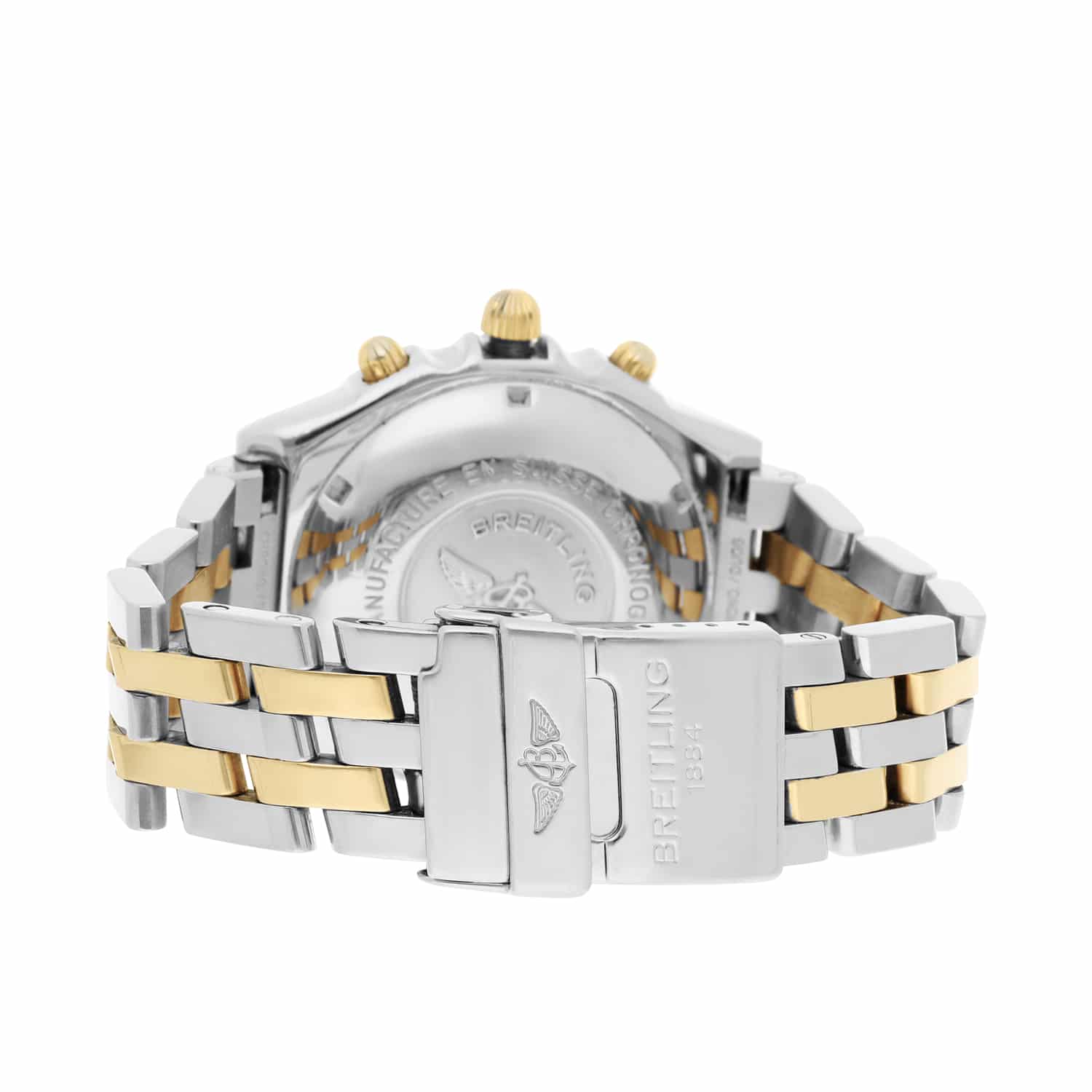 Breitling Blackbird Chronomat White Dial 39MM Steel & 18K Yellow Gold B13350 Diamond Bezel