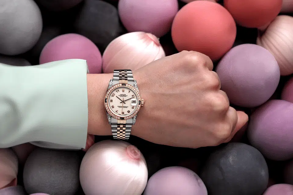 Rolex Datejust 68273 31 Cream Dial Two Tone Diamond & Emerald Wrist Watch – image 8
