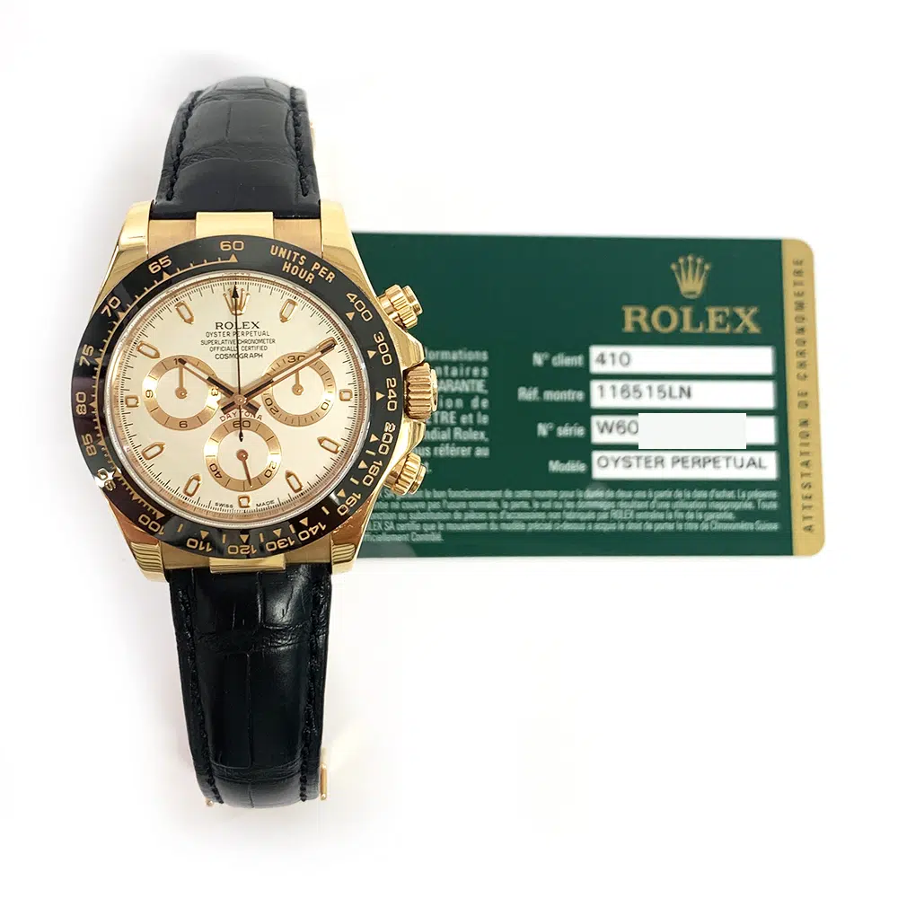 Rolex Daytona Ivory Dial 40mm 116515LN Rose Gold with Black Crocodile Leather Watch 2014 – image 2