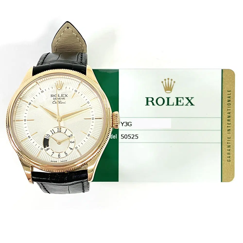 Rolex Cellini Dual Time 50525 39mm Rose Gold with Silver Dial Watch 2016 – image 2