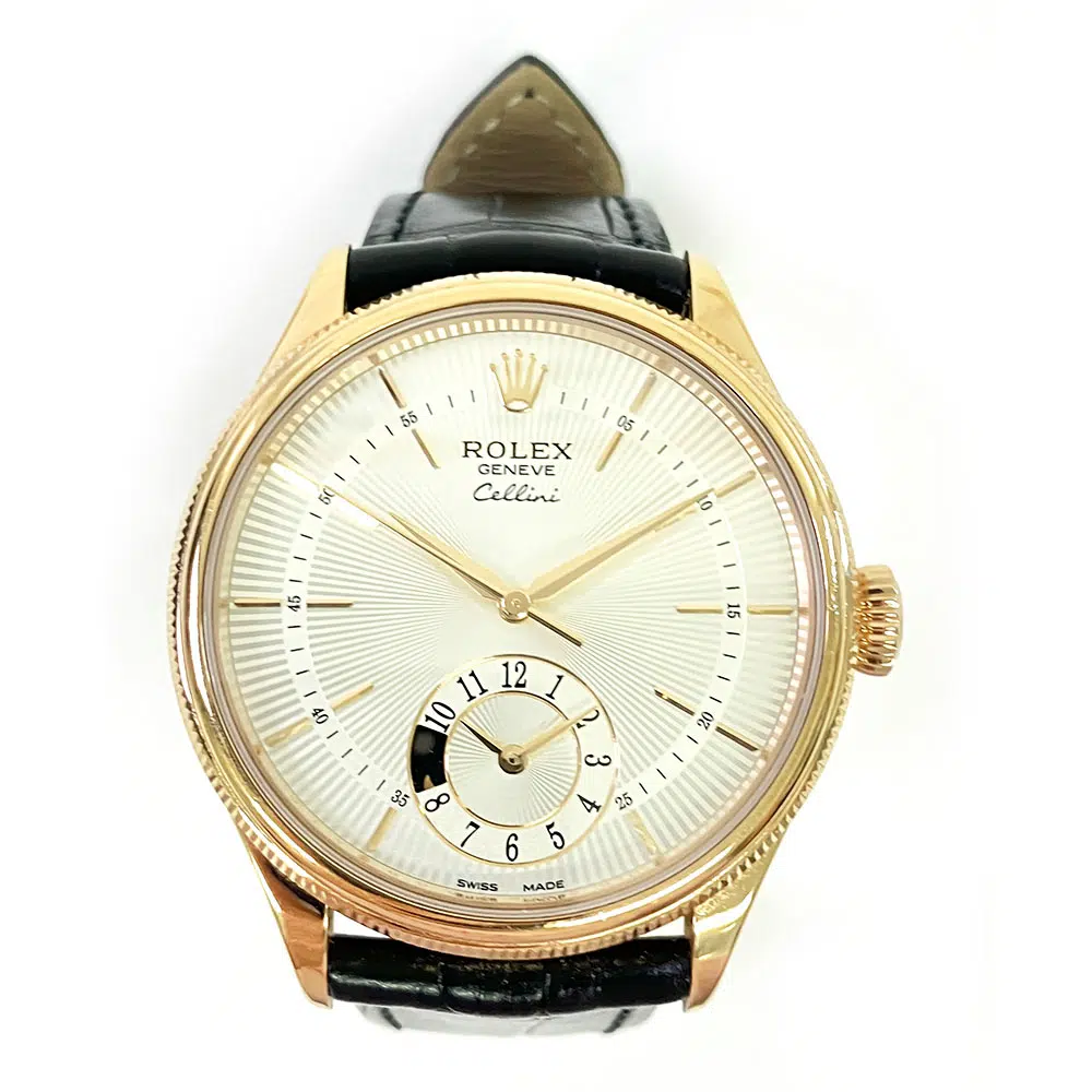 Rolex Cellini Dual Time 50525 39mm Rose Gold with Silver Dial Watch 2016 – image 3
