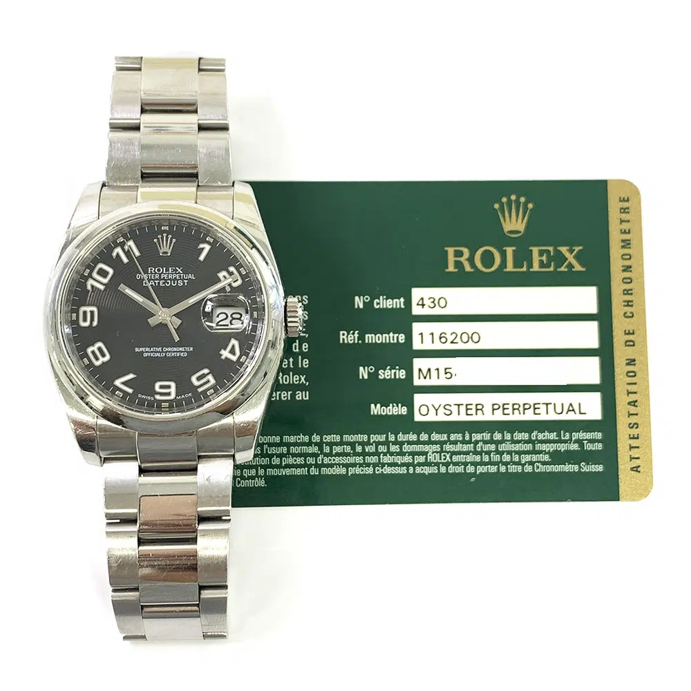 Rolex Datejust 36mm Oyster 116200-0093 Stainless Steel Watch Black Arabic Dial 2009 – image 2