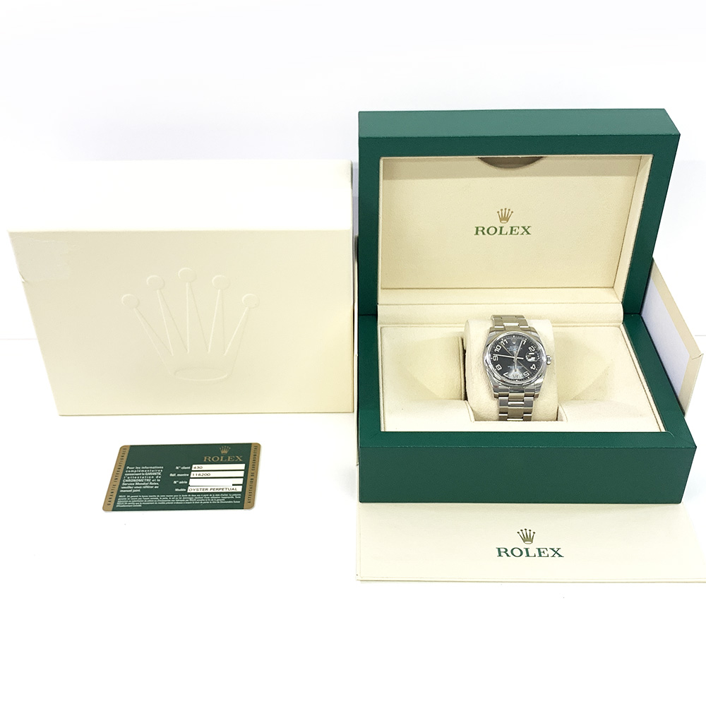 Rolex Datejust 36mm Oyster 116200 Stainless Steel Watch Black Arabic Dial 2009