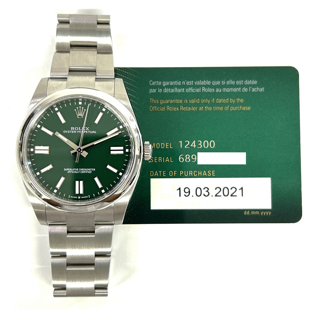 Rolex 124300 41mm Oyster Perpetual Stainless Steel Green Dial 2021