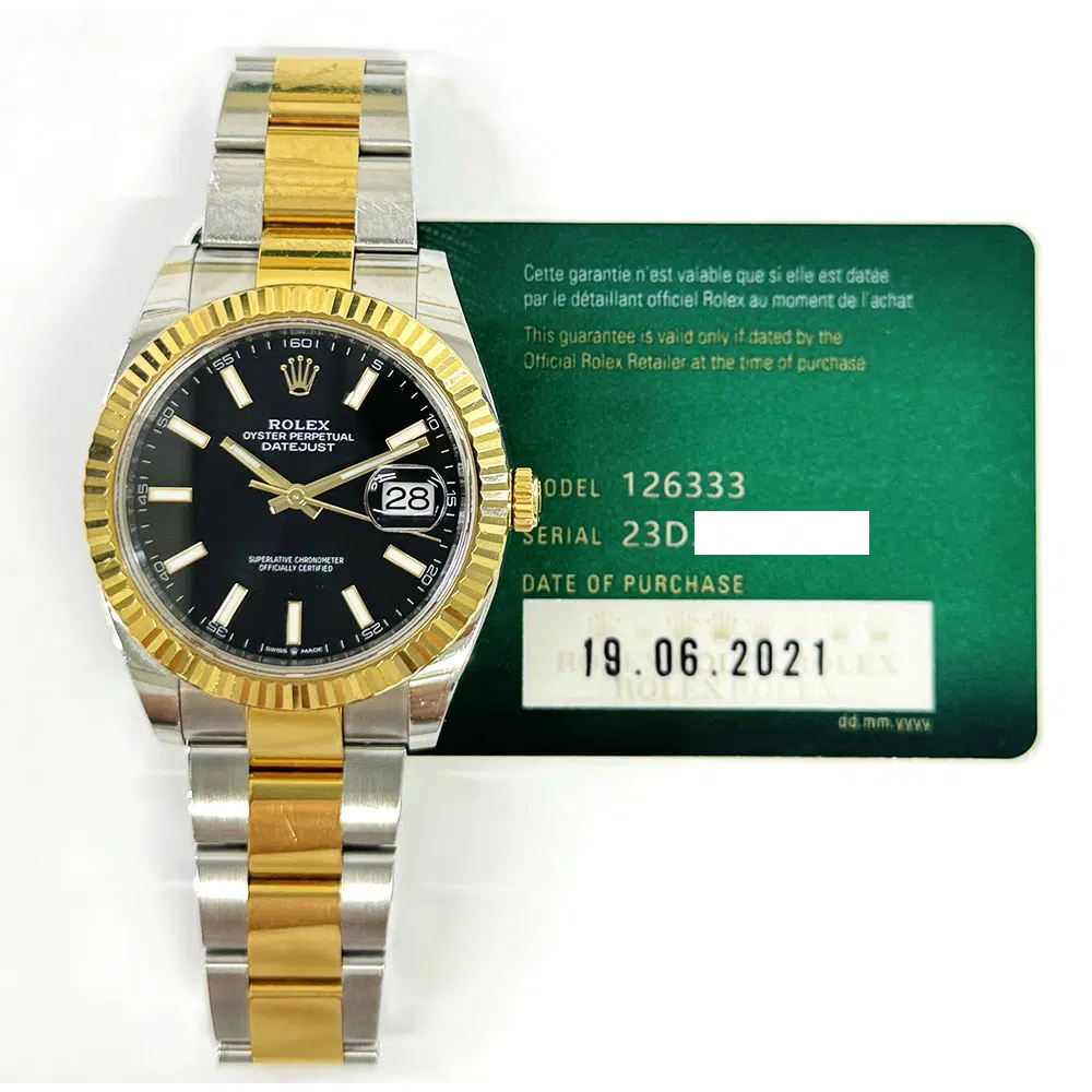 Rolex Datejust Black Dial 41mm Fluted Bezel 126333 SS / YG Oyster  Watch 2021 – image 2