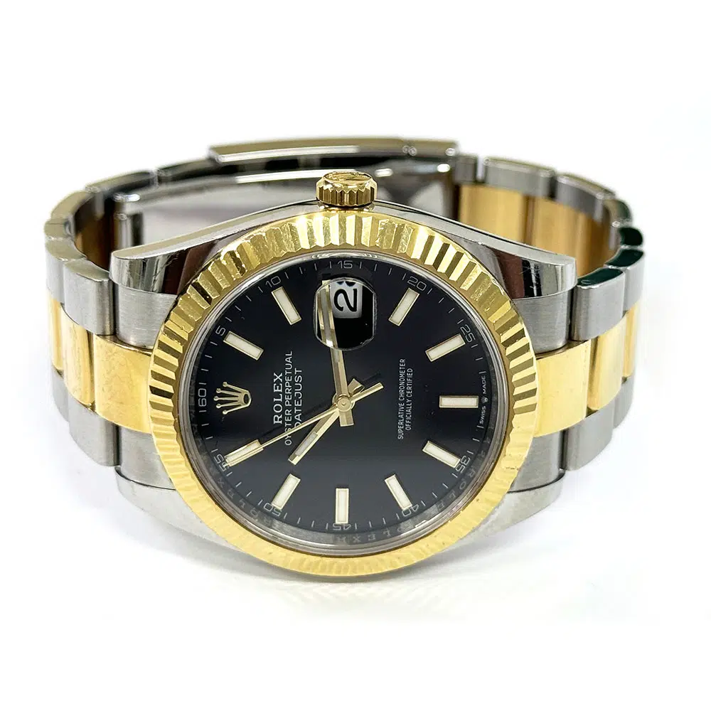 Rolex Datejust Black Dial 41mm Fluted Bezel 126333 SS / YG Oyster  Watch 2021 – image 4