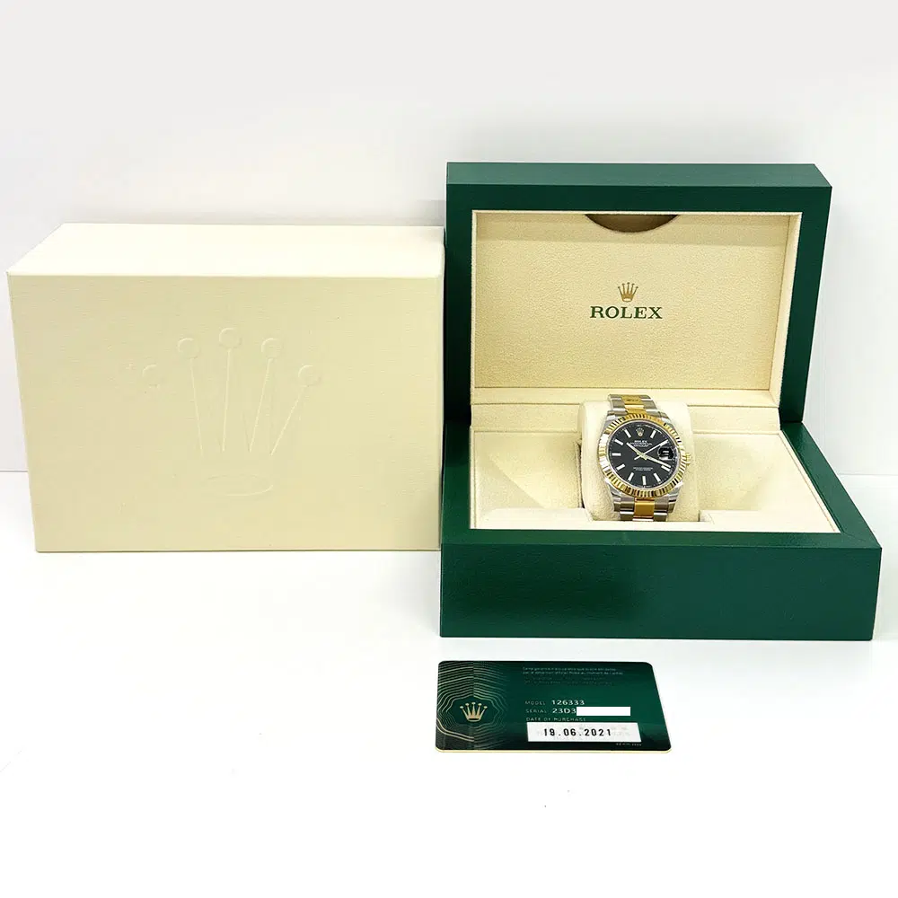 Rolex Datejust Black Dial 41mm Fluted Bezel 126333 SS / YG Oyster  Watch 2021 – image 8