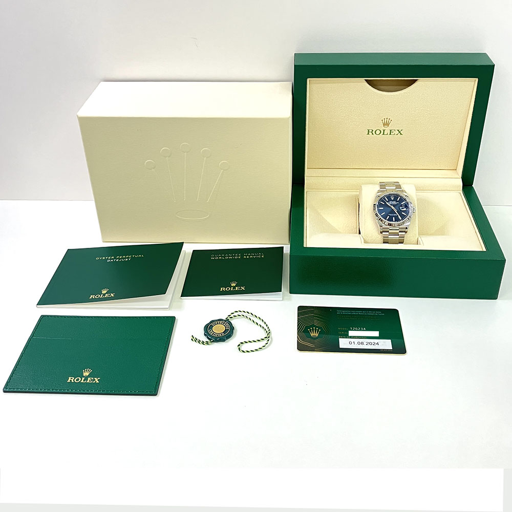 Rolex Datejust 126234 Blue Index Dial 36mm Oyster Stainless Steel Watch 2024