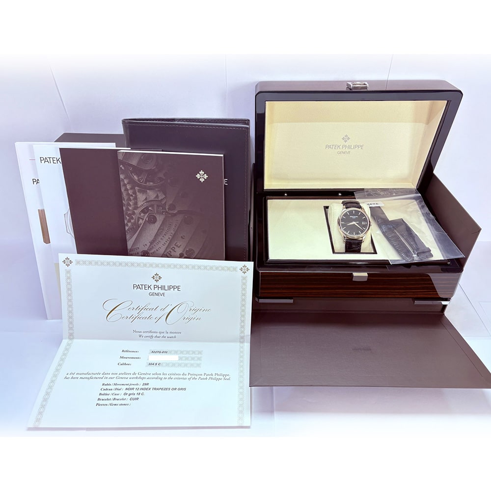 Patek Philippe Calatrava 39mm 5227G-010 White Gold With Black Leather Watch Black Dial 2017